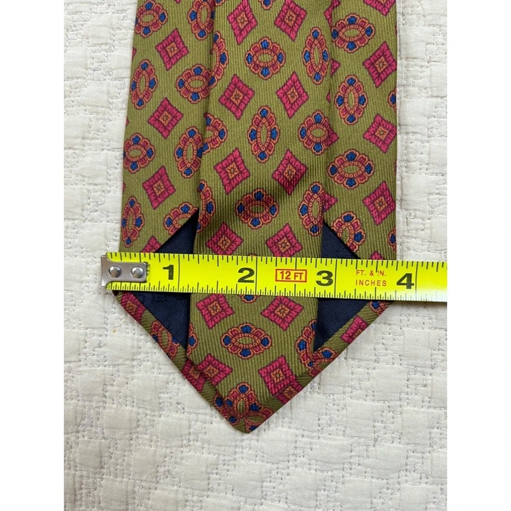 Etro Jacquard Silk Tie NWT Retro 1970s | Green‎ Red Blue | 54